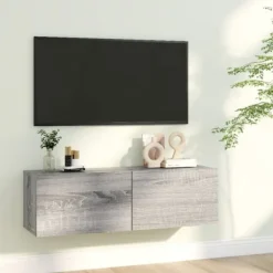 vidaXL Tv-Bänkar>Tv-bänk för vägg grå sonoma 100x30x30 cm konstruerat trä
