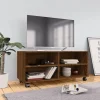 vidaXL Tv-Bänkar>Tv-bänk med hjul brun ek 90x35x35 cm konstruerat trä