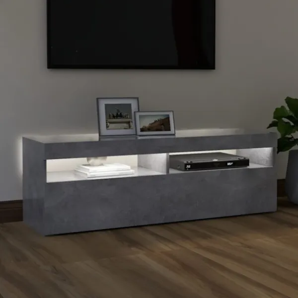 vidaXL Tv-Bänkar>TV-bänk med LED-belysning betonggrå 120x35x40 cm