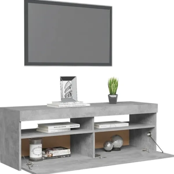 vidaXL Tv-Bänkar>TV-bänk med LED-belysning betonggrå 120x35x40 cm