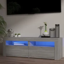 vidaXL Tv-Bänkar>TV-bänk med LED-belysning grå sonoma 120x35x40 cm