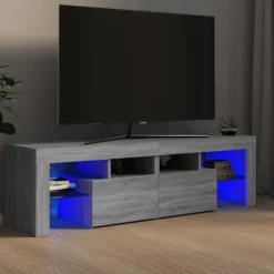 vidaXL Tv-Bänkar>Tv-bänk med LED-belysning grå sonoma 140x36,5x40 cm