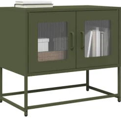 vidaXL Tv-Bänkar>TV-bänk olivgrön 68x39x60,5 cm kallvalsat stål