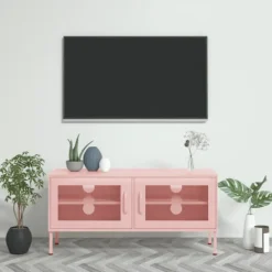 vidaXL Tv-Bänkar>Tv-bänk pink 105x35x50 cm stål