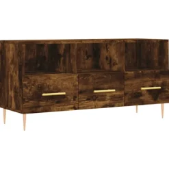 vidaXL Tv-Bänkar>Tv-bänk rökfärgad ek 102x36x50 cm konstruerat trä
