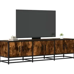 vidaXL Tv-Bänkar>Tv-bänk rökfärgad ek 150x35x41 cm konstruerat trä och metall