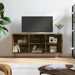 vidaXL Tv-Bänkar>Tv-bänk rökfärgad ek 103,5x30x50 cm konstruerat trä