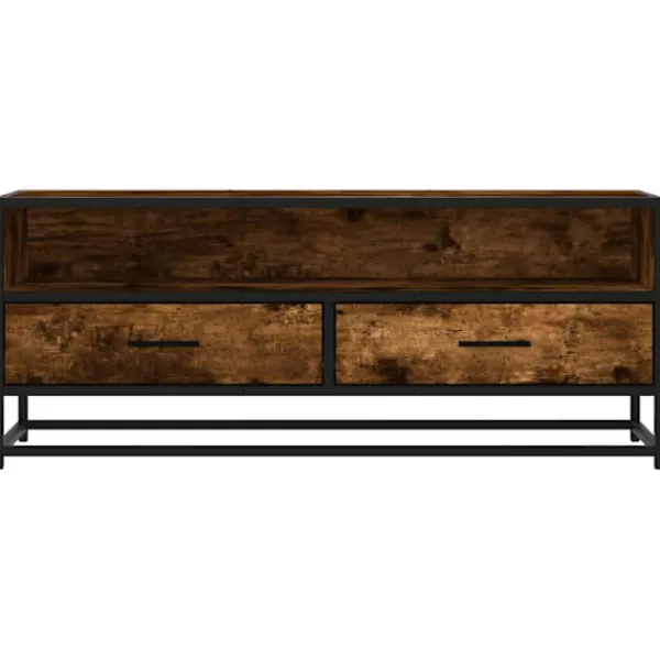 vidaXL Tv-Bänkar>Tv-bänk rökfärgad ek 100x34,5x40 cm konstruerat trä och metall