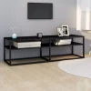 vidaXL Tv-Bänkar>Tv-bänk svart 140x40x40,5 cm härdat glas