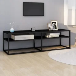 vidaXL Tv-Bänkar>Tv-bänk svart 140x40x40,5 cm härdat glas