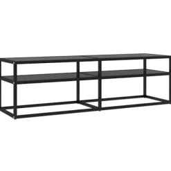 vidaXL Tv-Bänkar>Tv-bänk svart 140x40x40,5 cm härdat glas
