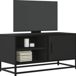vidaXL Tv-Bänkar>Tv-bänk svart 80x34,5x40 cm konstruerat trä och metall