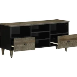 vidaXL Tv-Bänkar>Tv-bänk svart 100x33x46 cm massivt mangoträ