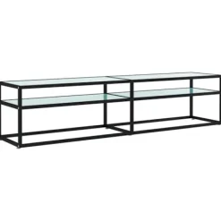 vidaXL Tv-Bänkar>Tv-bänk vit marmor 180x40x40,5 cm härdat glas