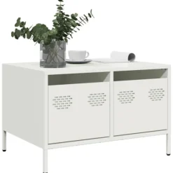 vidaXL Soffbord>Tv-bänk vit 68x50x43,5 cm kallvalsat stål