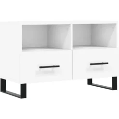 vidaXL Tv-Bänkar>Tv-bänk vit 80x36x50 cm konstruerat trä