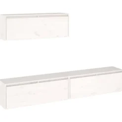 vidaXL Tv-Bänkar>TV-bänkset 3 delar vit massiv trä furu