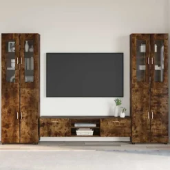 vidaXL Tv-Bänkar>TV-bänkset med låda med hylla med dörr Rökt ek Konstruerat trä