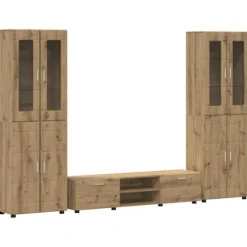 vidaXL Tv-Bänkar>TV-bänkset med låda med hylla Artisan Ek Konstruerat trä