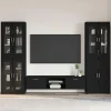 vidaXL Tv-Bänkar>TV-bänkset med låda med hylla med lagring Svart Konstruerat trä
