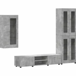 vidaXL Tv-Bänkar>TV-bänkset med låda med hylla Betonggrå Konstruerat trä