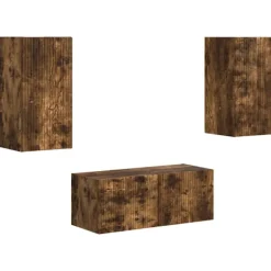 vidaXL Tv-Bänkar>TV-bänkset Väggmonterad 2 pcs Rökt ek Konstruerat trä