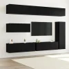 vidaXL Tv-Bänkar>TV-bänkset Väggmonterad 7 pcs Svart Ek Konstruerat trä