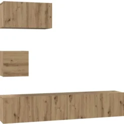 vidaXL Tv-Bänkar>TV-bänkset Väggmonterad 3 pcs Artisan Ek Konstruerat trä