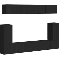 vidaXL Tv-Bänkar>TV-bänkset Väggmonterad 5 pcs Svart Konstruerat trä