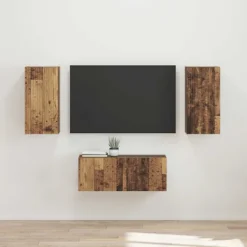 vidaXL Tv-Bänkar>TV-bänkset Väggmonterad 6 pcs Gammalt trä Konstruerat trä