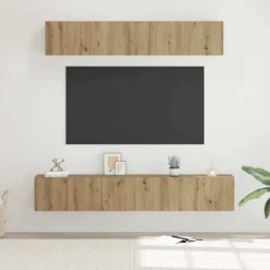 vidaXL Tv-Bänkar>TV-bänkset Väggmonterad 5 pcs Artisan Ek Konstruerat trä