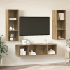 vidaXL Tv-Bänkar>TV-bänkset Väggmonterad 3 pcs Artisan Ek Konstruerat trä