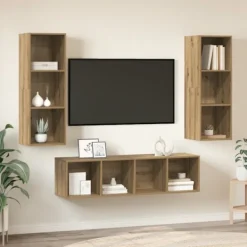 vidaXL Tv-Bänkar>TV-bänkset Väggmonterad 3 pcs Artisan Ek Konstruerat trä