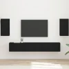 vidaXL Tv-Bänkar>TV-bänkset Väggmonterad 3 pcs Svart Konstruerat trä