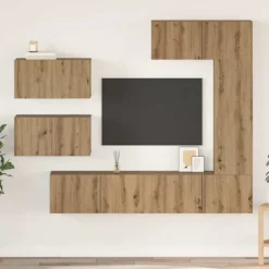 vidaXL Tv-Bänkar>TV-bänkset Väggmonterad 6 pcs Artisan Ek Konstruerat trä