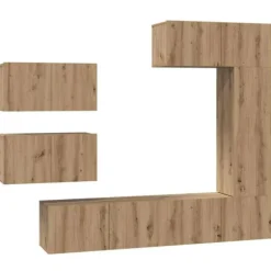 vidaXL Tv-Bänkar>TV-bänkset Väggmonterad 6 pcs Artisan Ek Konstruerat trä
