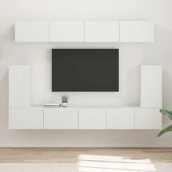vidaXL Tv-Bänkar>TV-bänkset Väggmonterad 5 pcs Vit Konstruerat trä