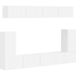 vidaXL Tv-Bänkar>TV-bänkset Väggmonterad 5 pcs Vit Konstruerat trä