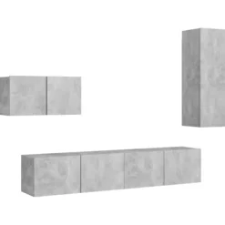 vidaXL Tv-Bänkar>Tv-skåp 4 delar betonggrå konstruerat trä