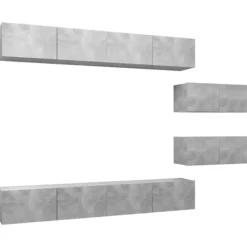 vidaXL Tv-Bänkar>TV-skåp 6 delar betonggrå konstruerat trä