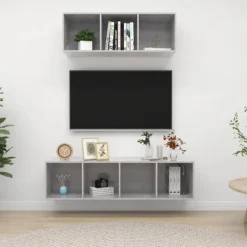 vidaXL Tv-Bänkar>TV-skåp 2 delar betonggrå konstruerat trä