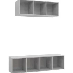 vidaXL Tv-Bänkar>TV-skåp 2 delar betonggrå konstruerat trä