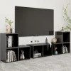 vidaXL Tv-Bänkar>TV-skåp 6 delar grå högglans konstruerat trä
