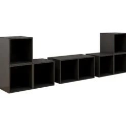 vidaXL Tv-Bänkar>TV-skåp 6 delar grå högglans konstruerat trä