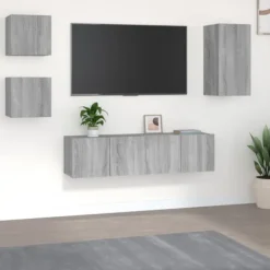 vidaXL Tv-Bänkar>Tv-skåp 5 delar grå sonoma konstruerat trä