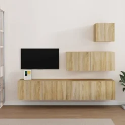 vidaXL Tv-Bänkar>Tv-skåp 4 delar sonoma-ek konstruerat trä