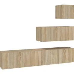 vidaXL Tv-Bänkar>Tv-skåp 4 delar sonoma-ek konstruerat trä