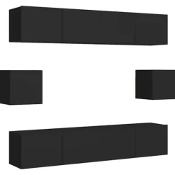 vidaXL Skåp>TV-skåp 6 delar svart konstruerat trä