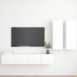 vidaXL Tv-Bänkar>Tv-skåp 4 delar vit konstruerat trä