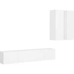 vidaXL Tv-Bänkar>Tv-skåp 4 delar vit konstruerat trä